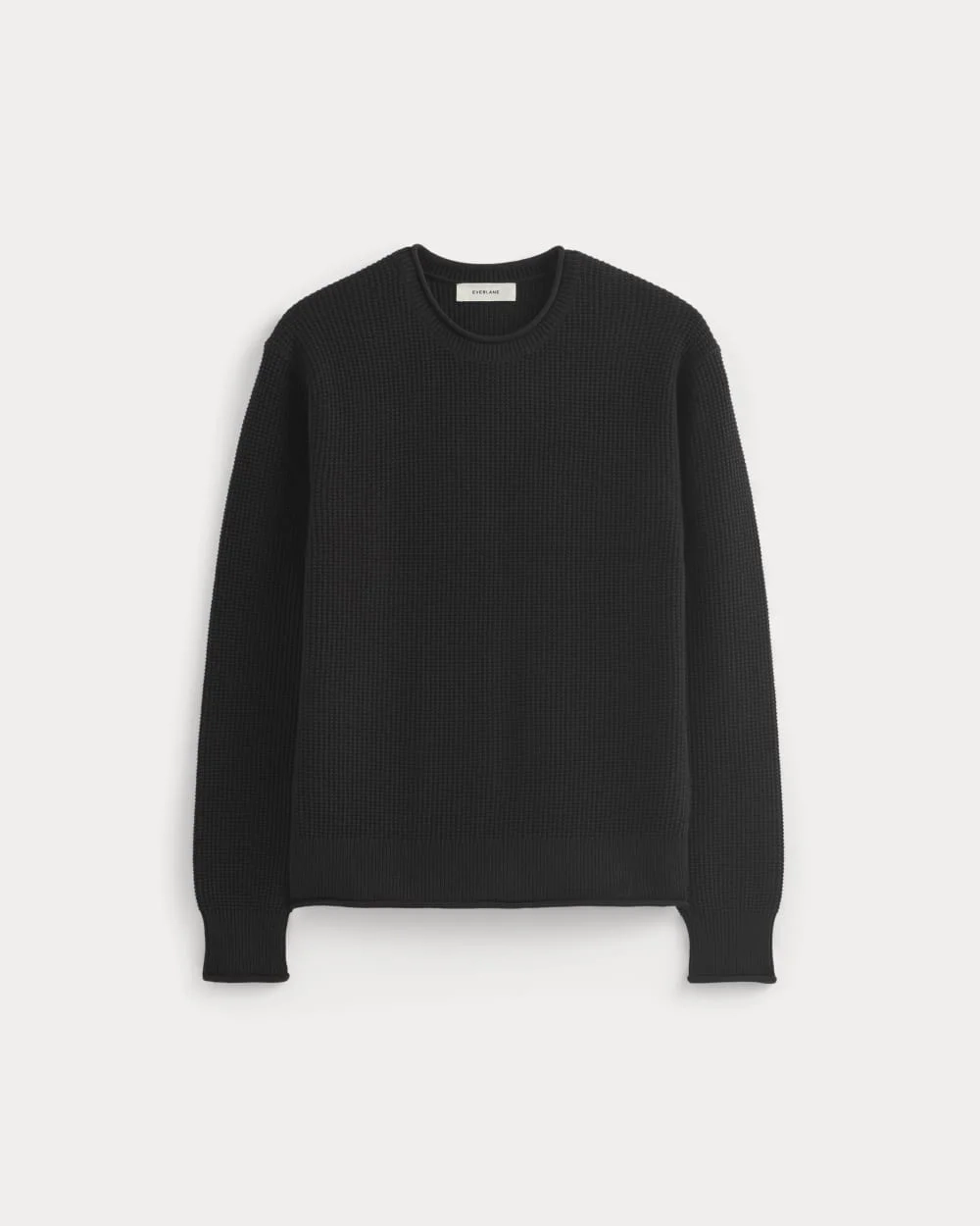 Waffle Rollneck Crew in Everyday Cotton | Black (4)