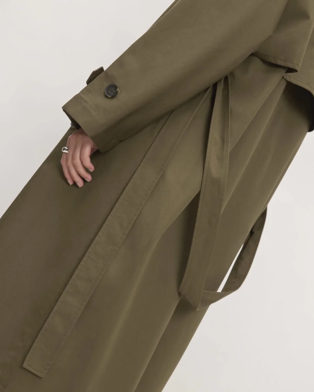The Cotton Long Trench Coat | Beech (4)