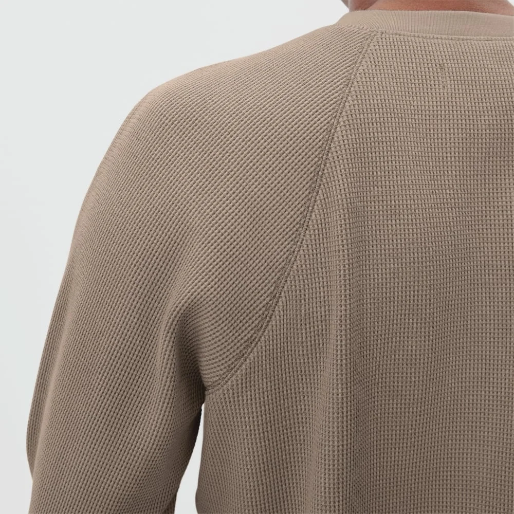 The Waffle Long-Sleeve Henley Tee | Burnt Sugar (2)