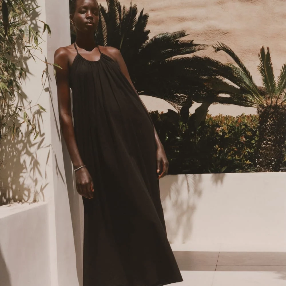 The Tie-Back Halter Dress | Black (4)