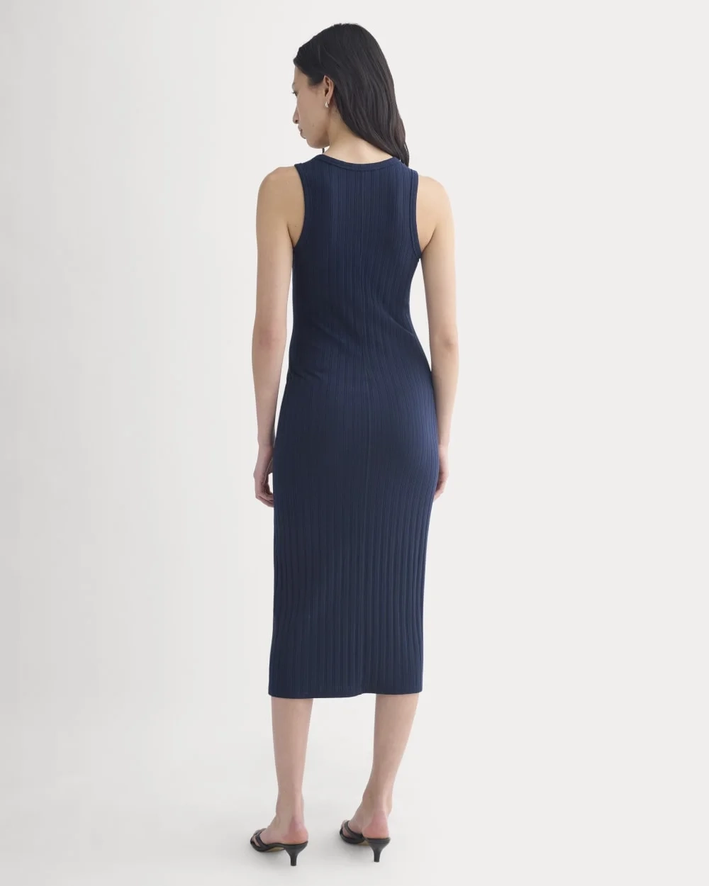 Scoop-Neck Midi Dress in Pointelle Knit | Deep Navy (5)