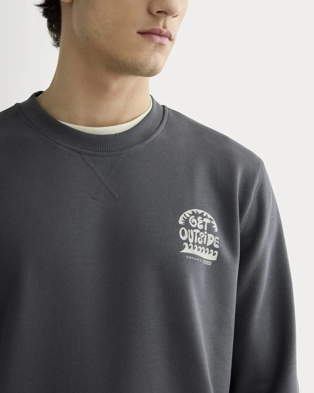 The Everlane x Parks Project French Terry Crew | Forged Iron / Natural (4)