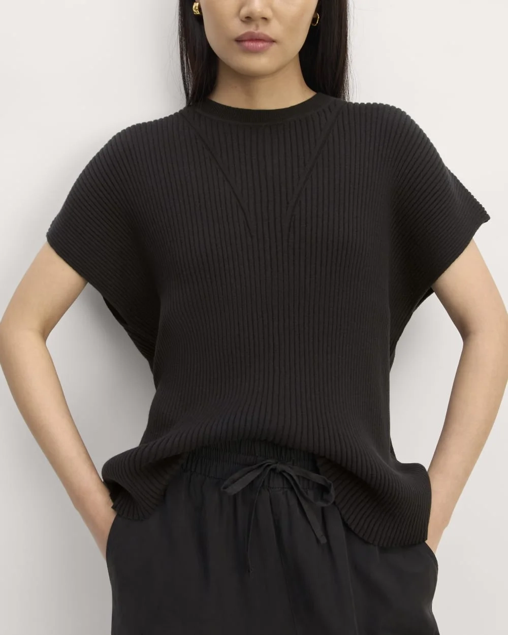 The Cotton Knit Caftan Top | Black (4)