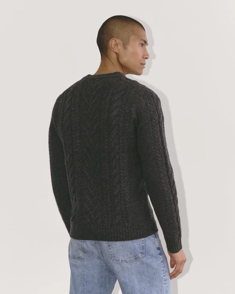 The Felted Merino Cable-Knit Crew | Charcoal (5)