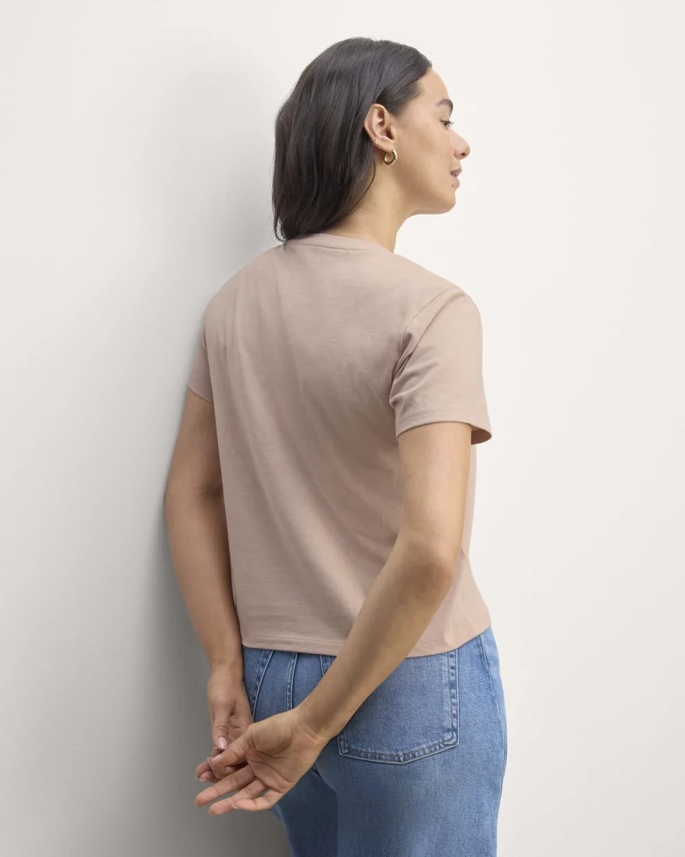 The Box-Cut Tee in Essential Cotton | Rose Smoke  | No Pocket (4)