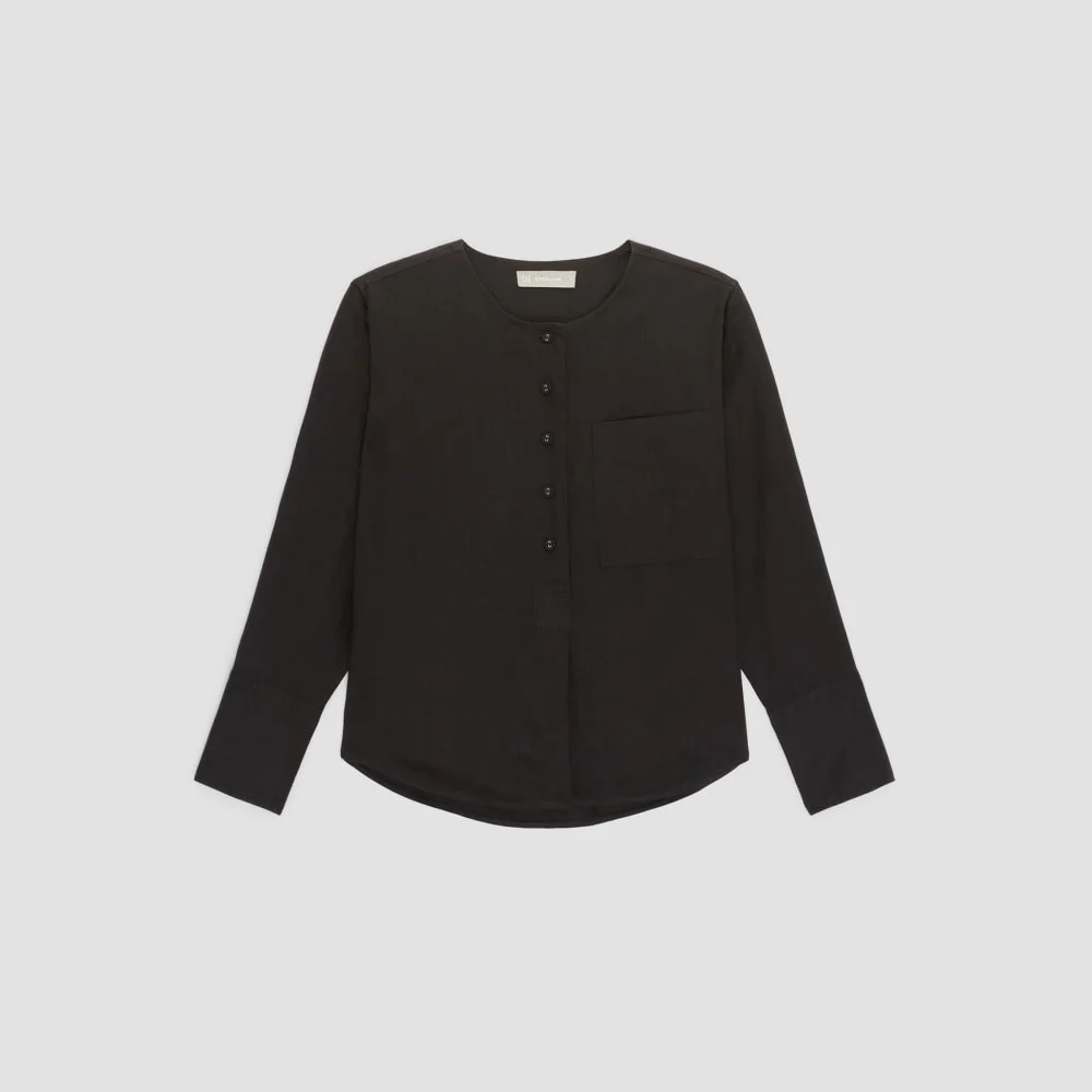 The Linen Popover Shirt | Black (4)