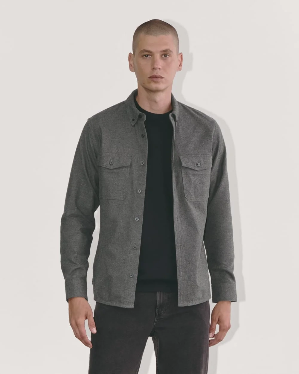 The Brushed Flannel Shirt | Heathered Graphite