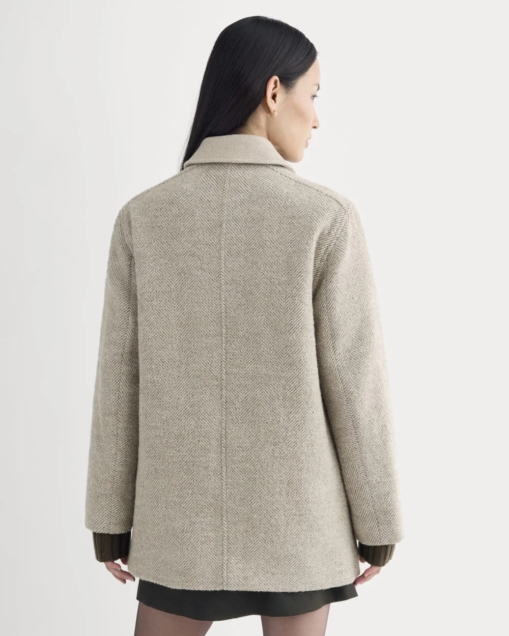 Italian Car Coat | Taupe Herringbone (4)