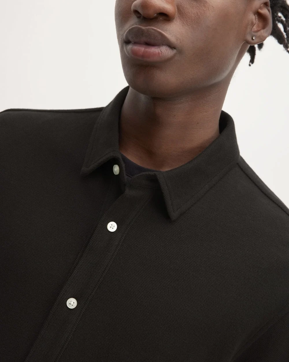 The Long-Sleeve Pique Shirt | Black (5)