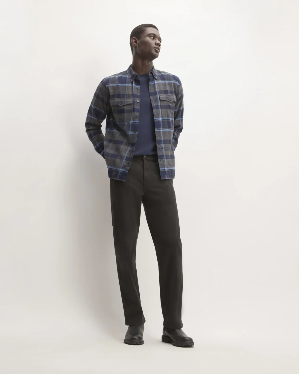 The Brushed Flannel Shirt | Heritage Blue / Black / Navy / Heather Charcoal (5)