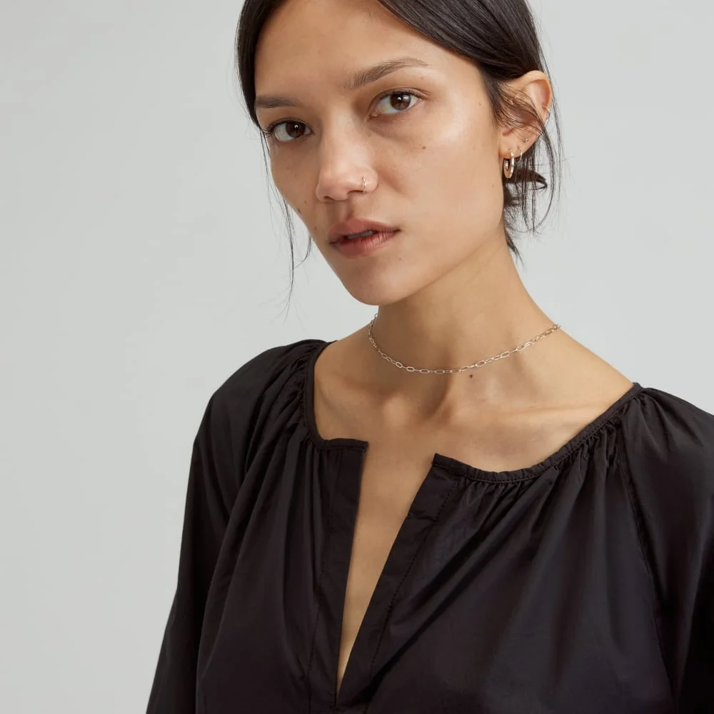 The Raglan Sleeve Poplin Dress | Black (4)