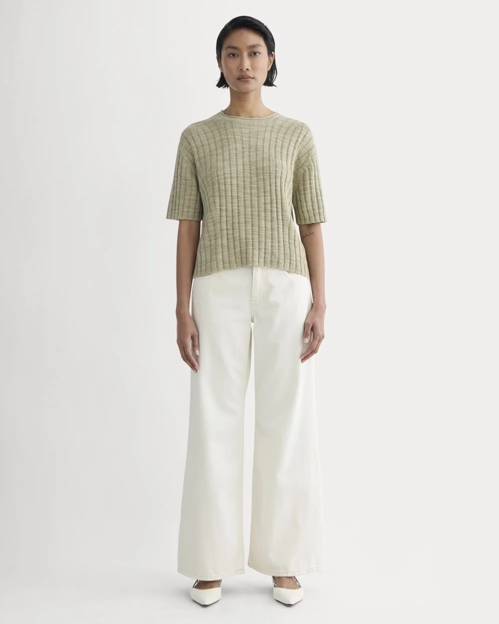 The Oversized Tee in Cotton Linen | Eucalyptus (3)