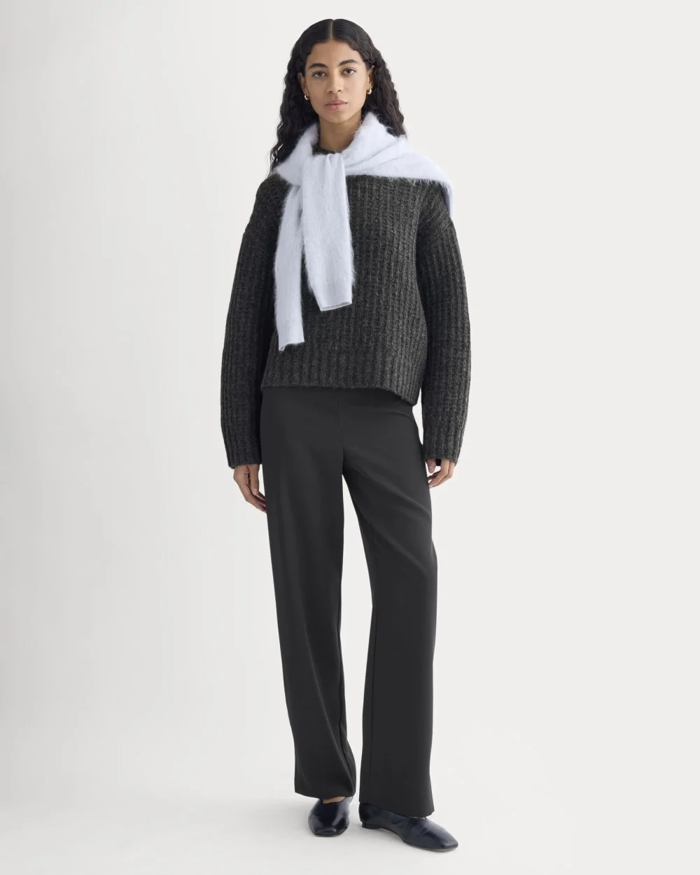 Waffle Sweater in Cloud | Heathered Soot (5)