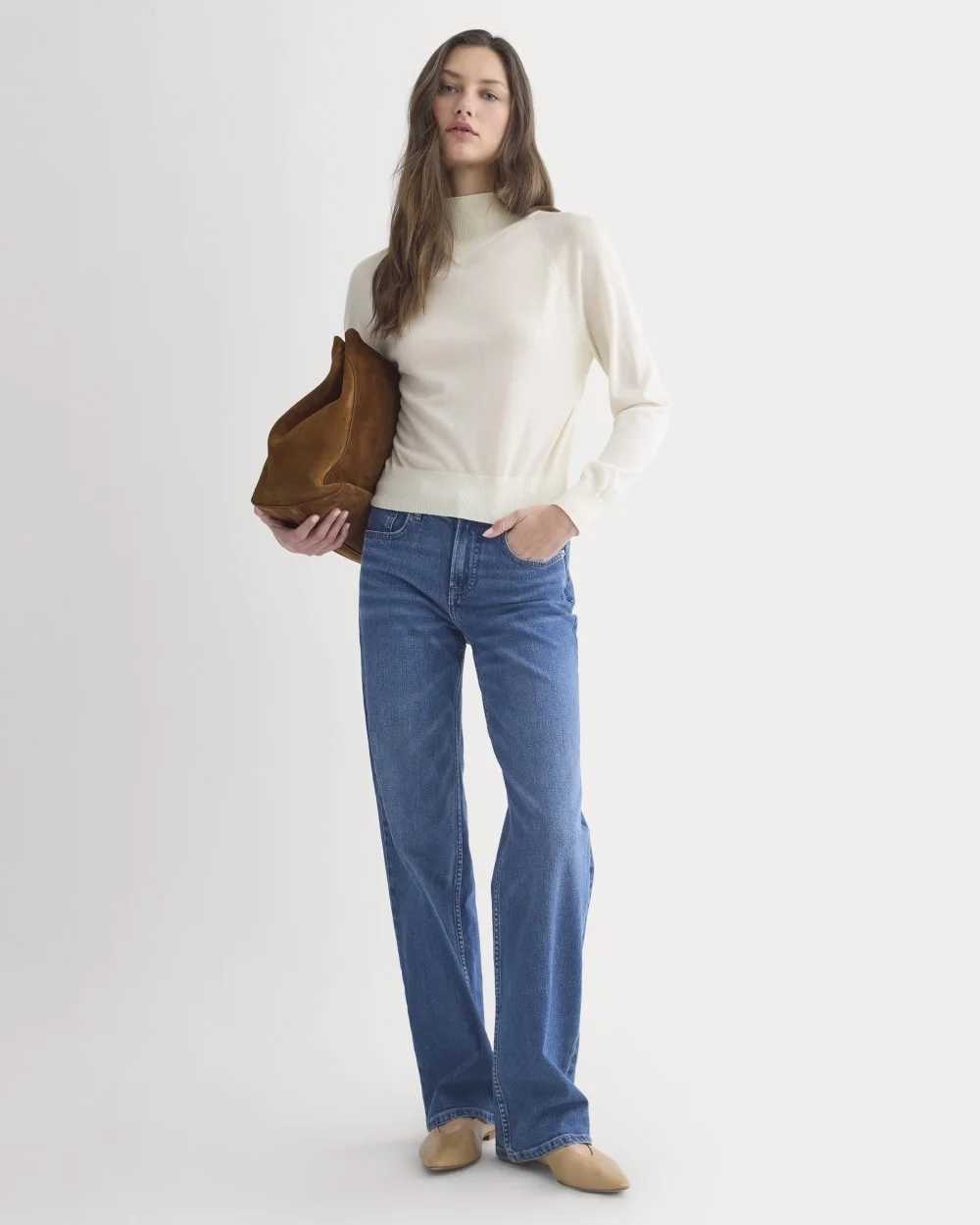 Mockneck Sweater In Ultrafine Merino | Bone (5)