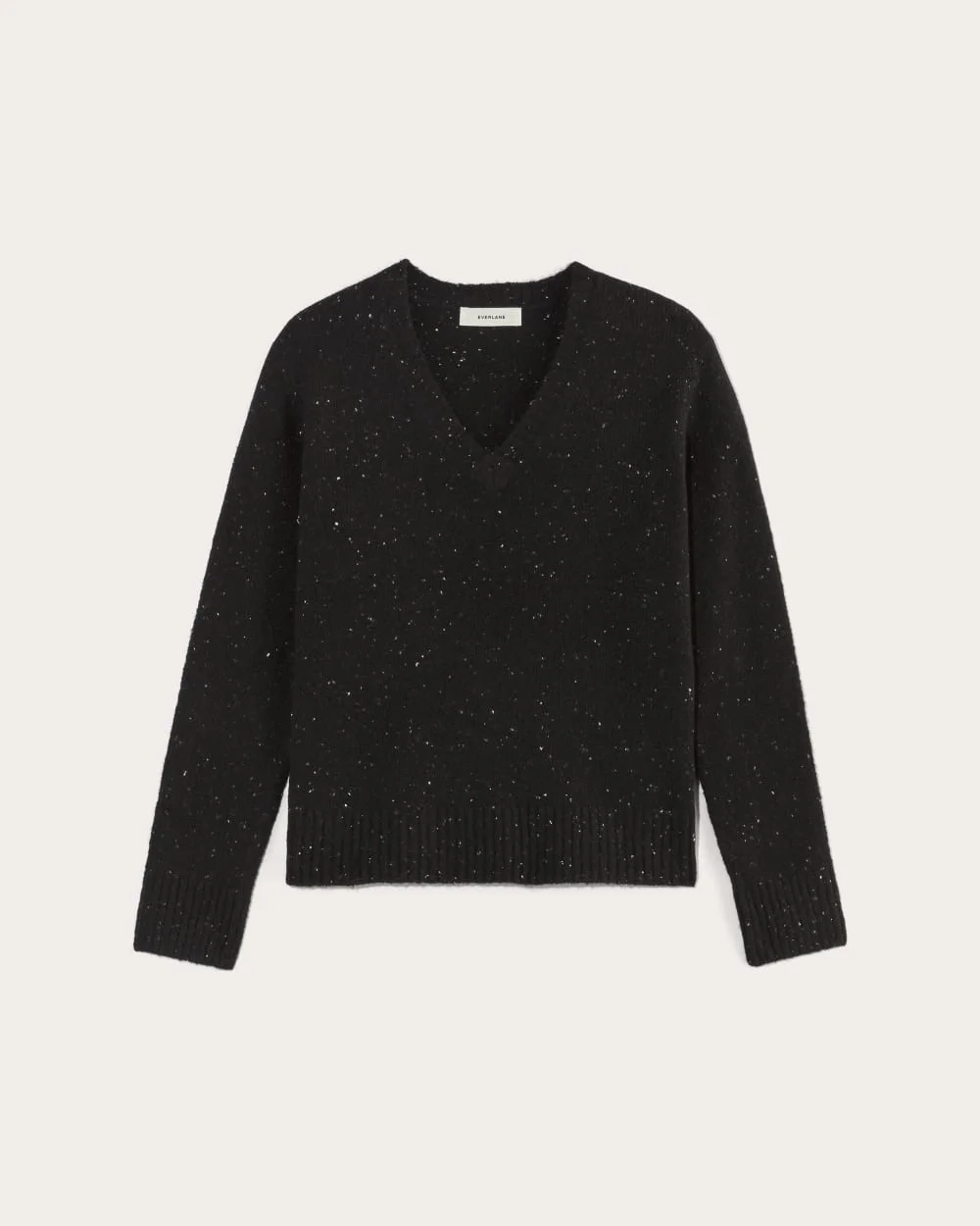 The V-Neck Sweater in Plush Cotton | Black Confetti (6)
