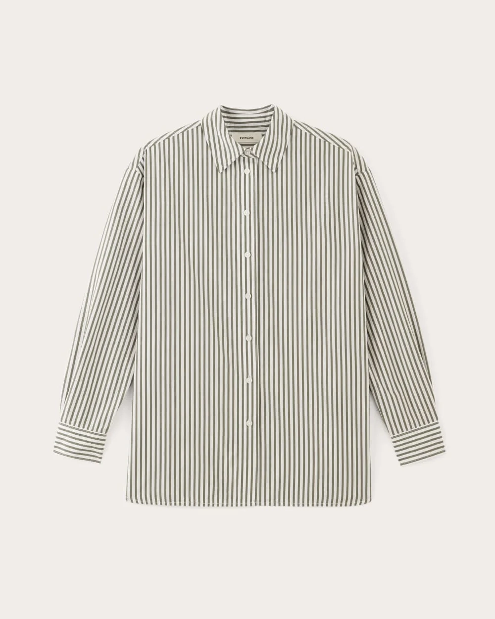 The Supima® Cotton Boyfriend Shirt | White / Moss Green (5)