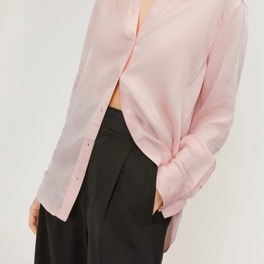 The Satin Relaxed Shirt | Petal Pink (2)