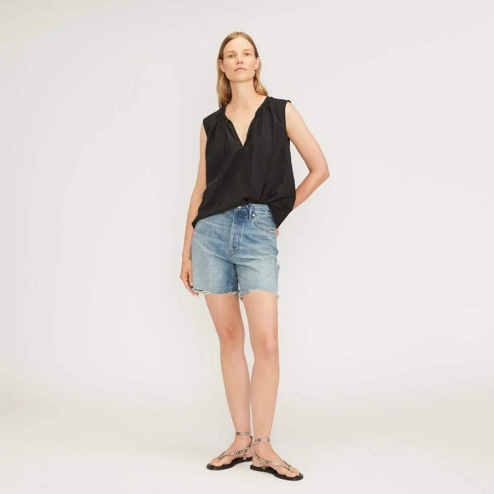The Gathered Tie-Front Top | Black (4)