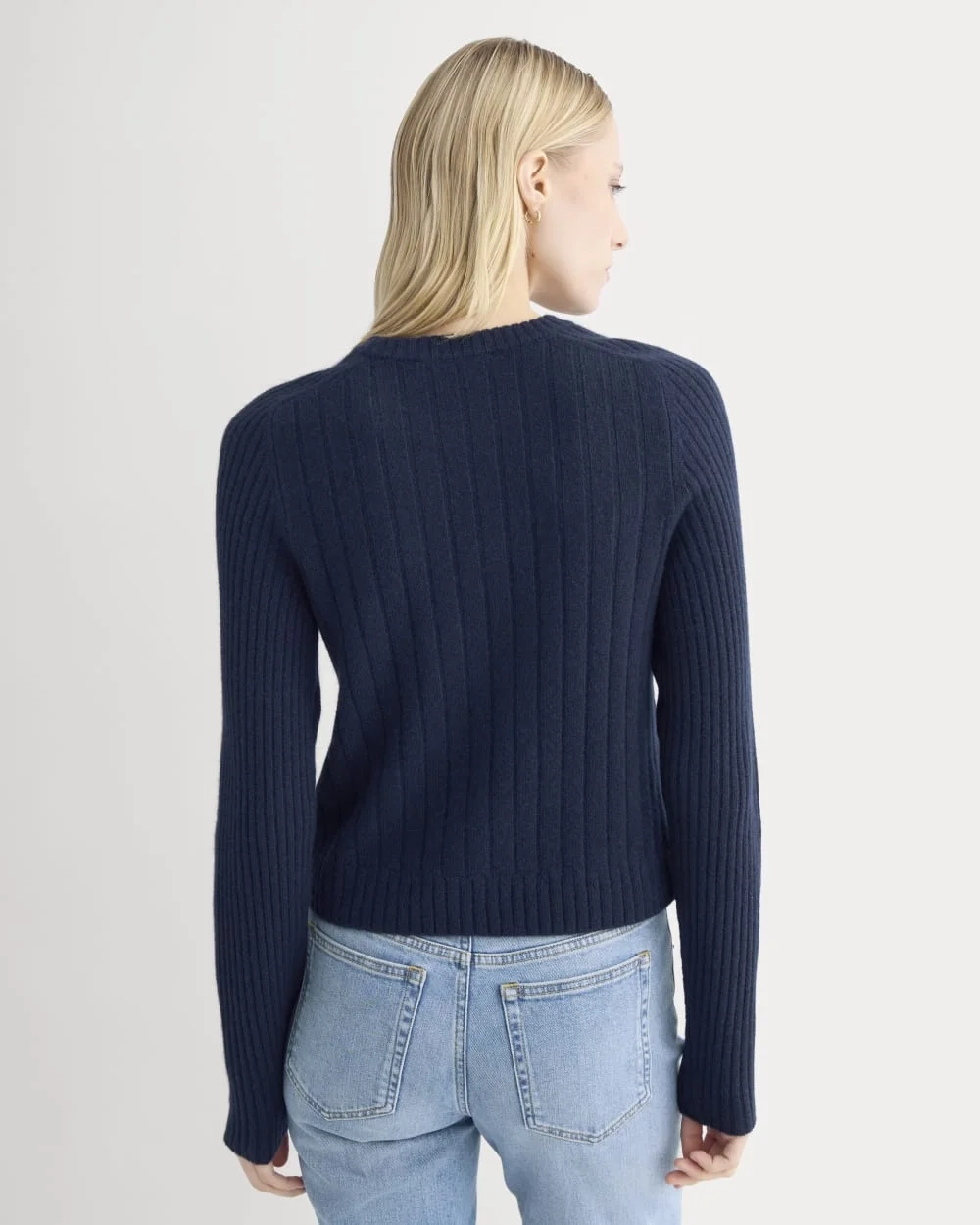 Mix Ribbed Crew in Cashmere | Navy (4)