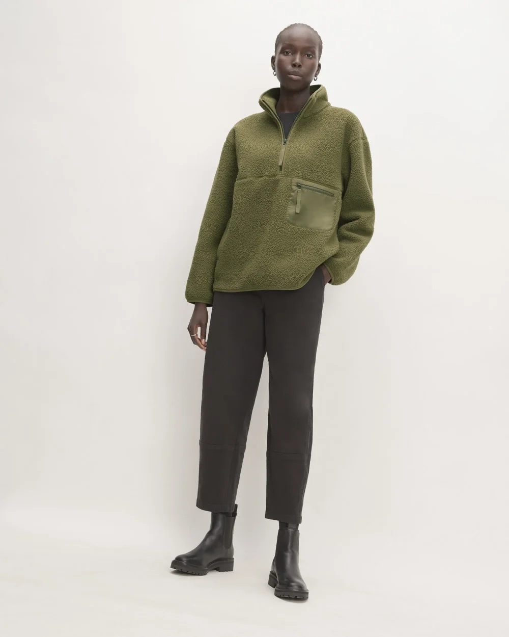 The ReNew Fleece Oversized Half-Zip | Kalamata (3)