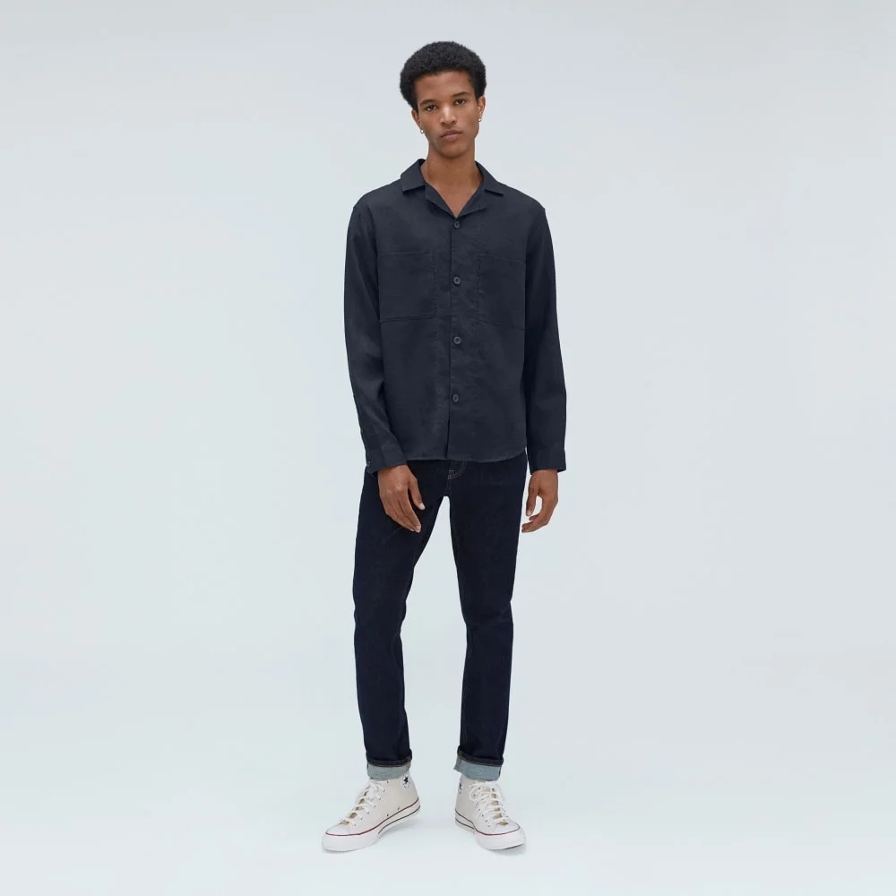 The Long Sleeve Linen Camp Shirt | Deep Navy (6)