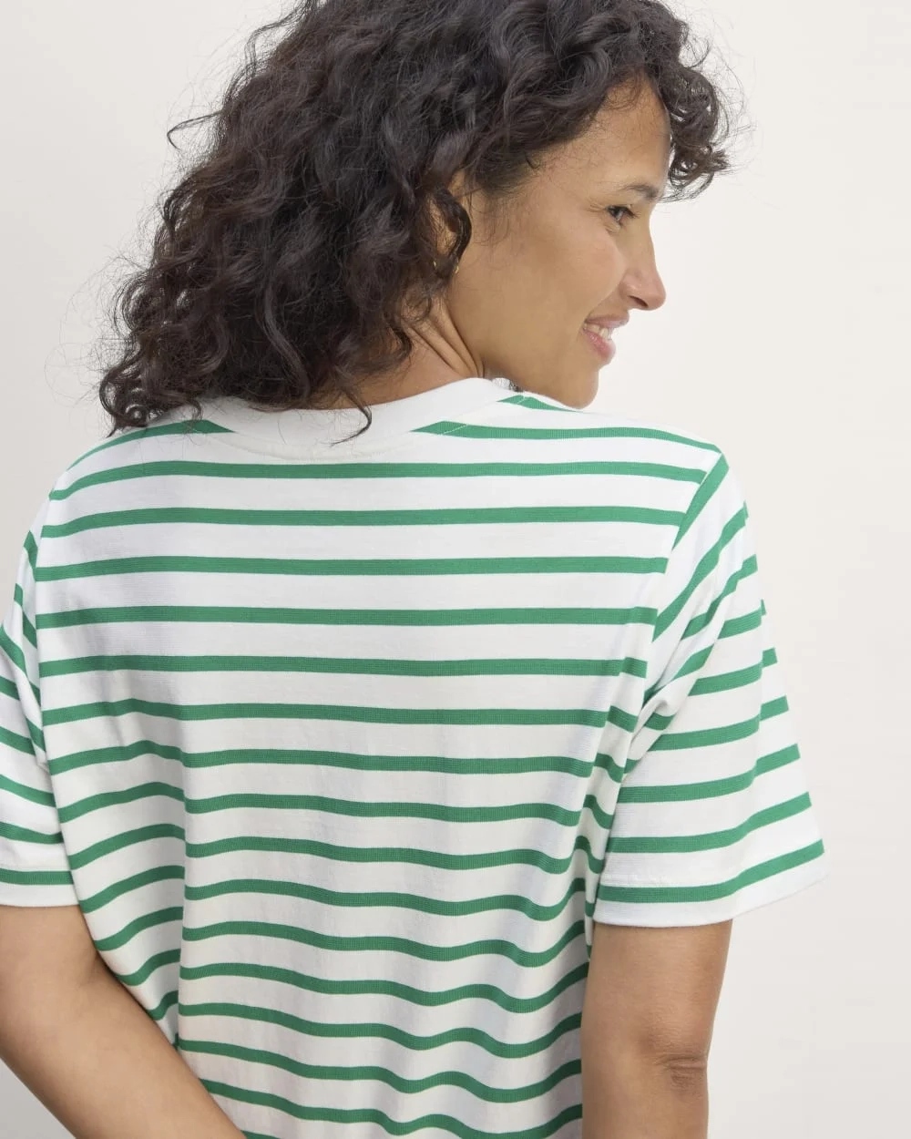 The Organic Cotton Weekend Tee Dress | Bone / Grass Green (2)