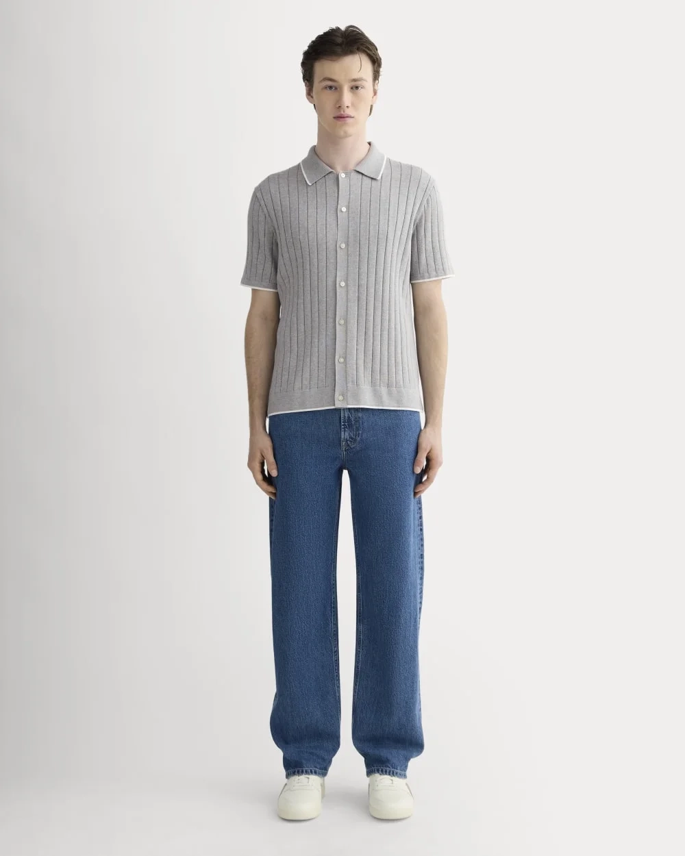 The No-Sweat Button-Down Polo | Heather Grey (3)
