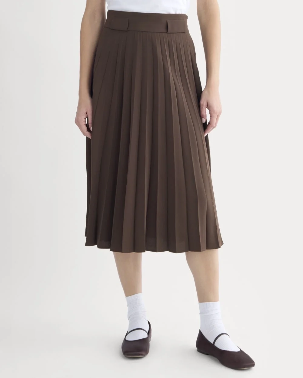 Pleated Crepe Midi Skirt | Dark Chocolate (5)