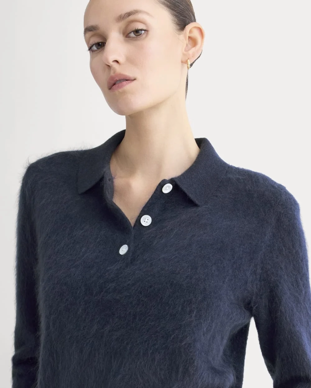 Lush Cashmere Cropped Polo Sweater | Starry Navy (5)