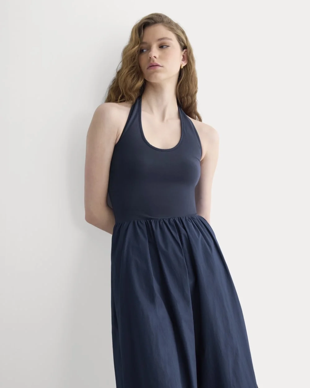 Halter Dress in Ultrasoft Cotton | Navy (5)
