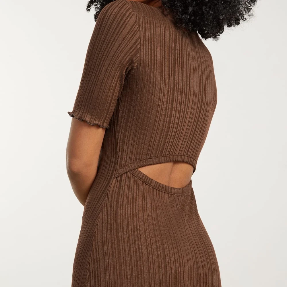 The Open Back Rib Dress | Espresso (4)