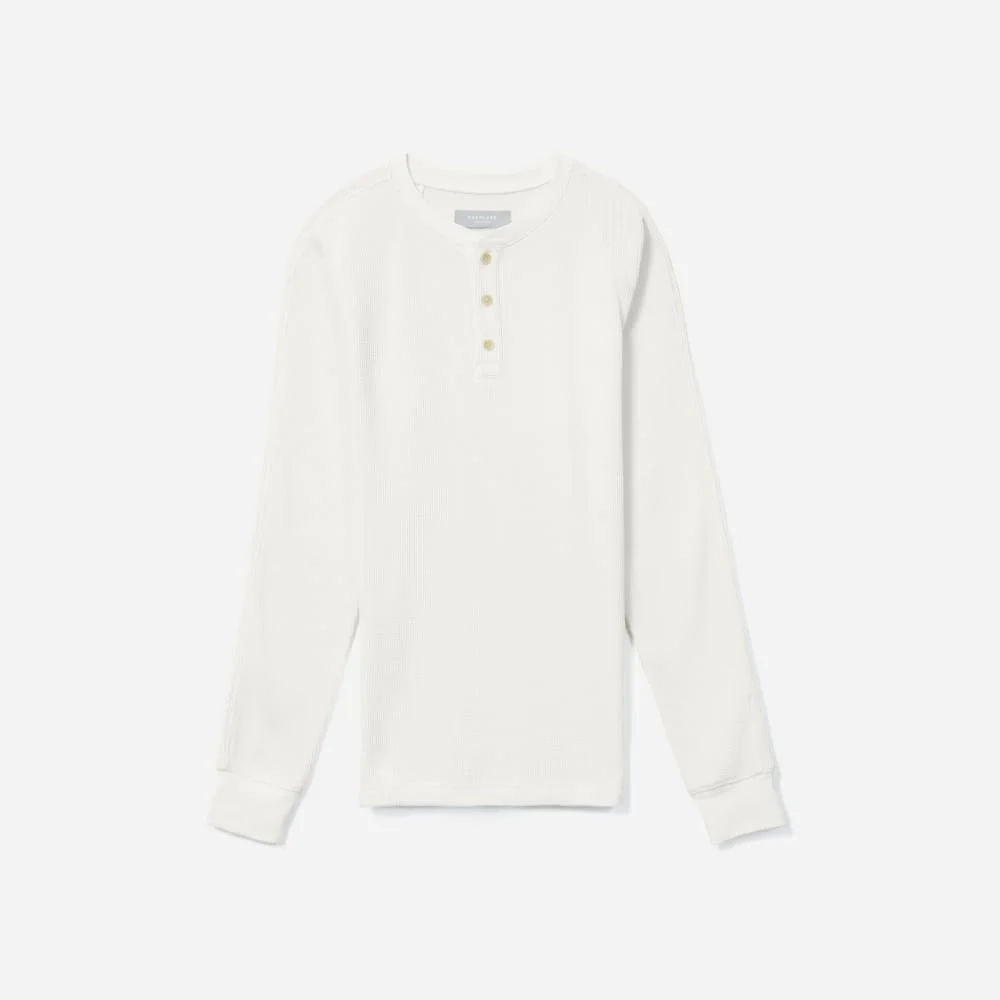 The Waffle Long-Sleeve Henley Tee | Off-White