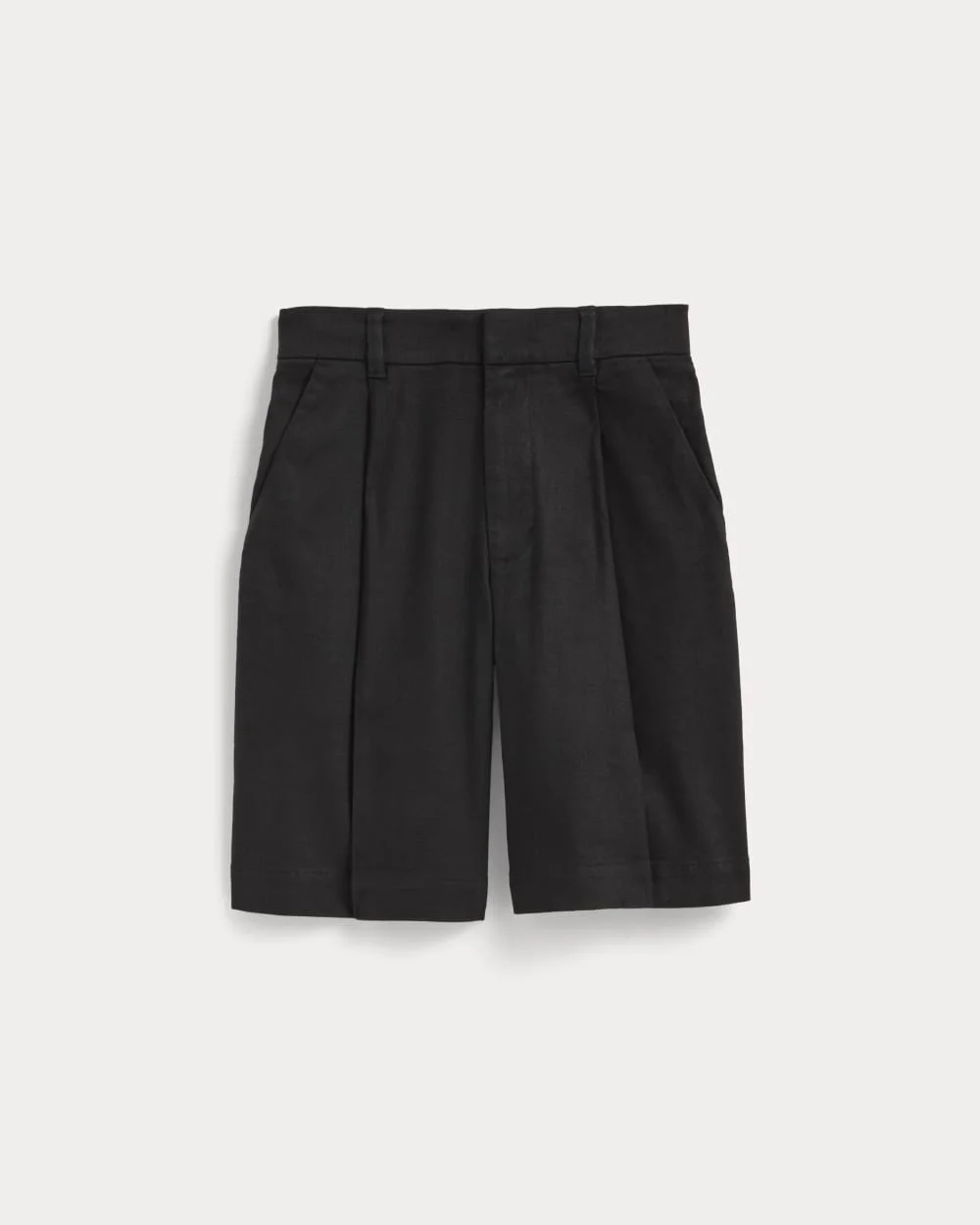 The Pleated Short in Stretch Linen | Black (6)