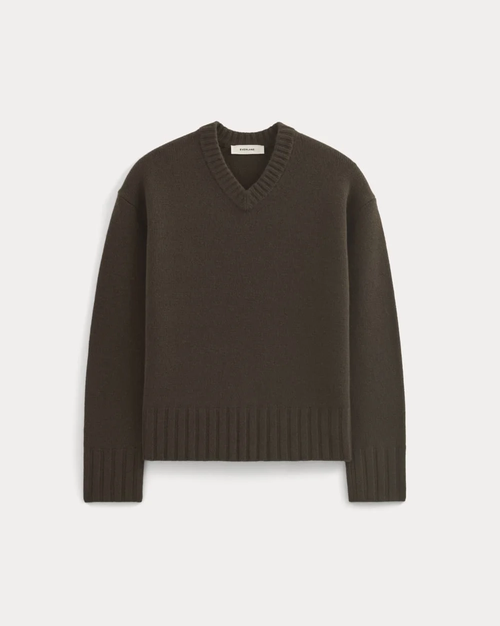 V-Neck Sweater in Extrafine Luxe Merino | Coffee Bean (5)