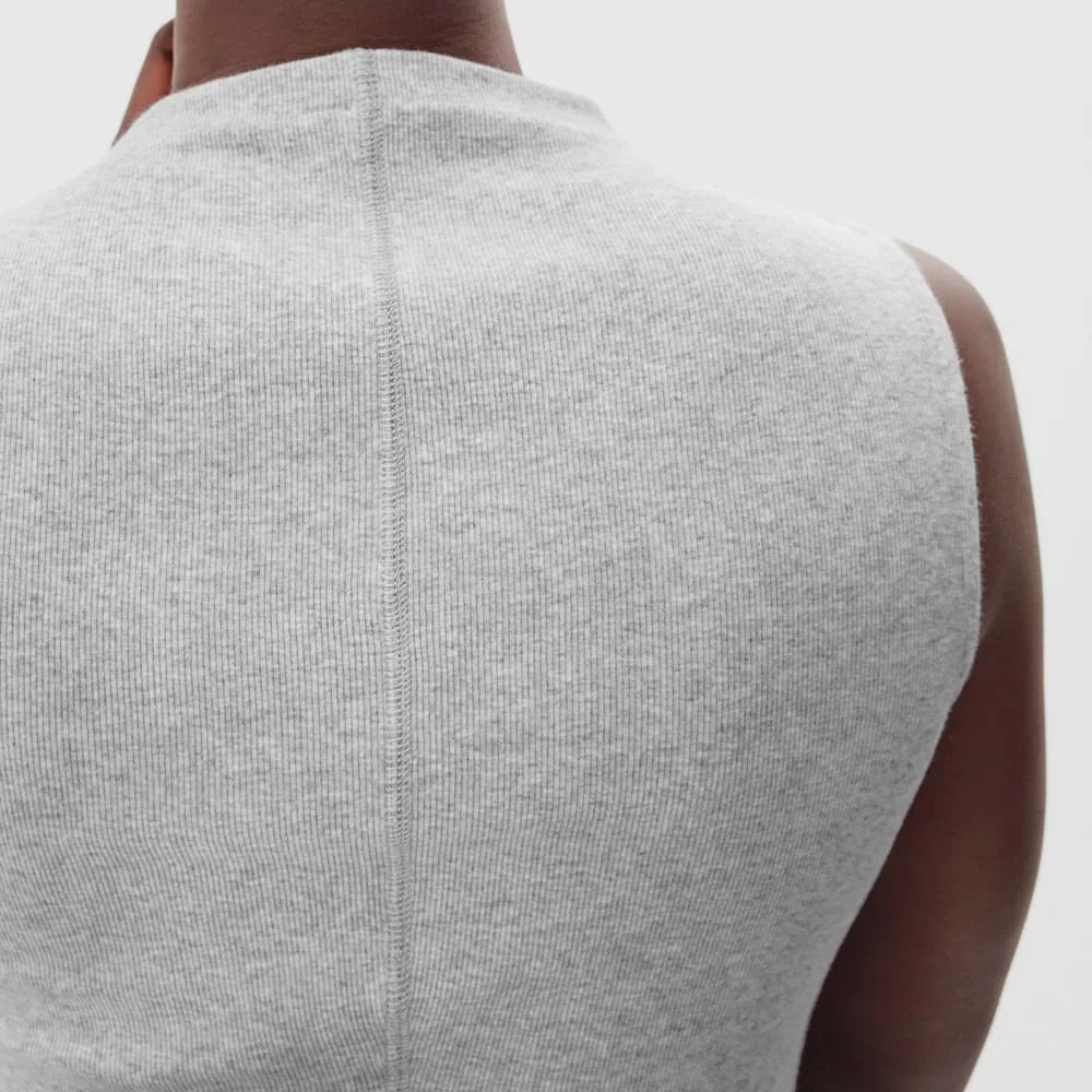 The Pima Micro-Rib Funnel-Neck Tank |  Heathered Grey (5)