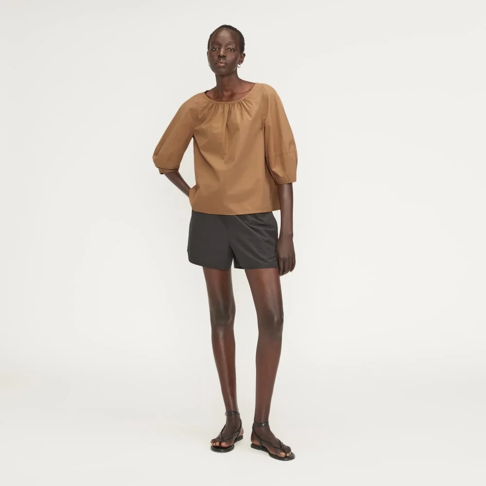 The Poplin Scoop-Neck Top | Caramel (4)