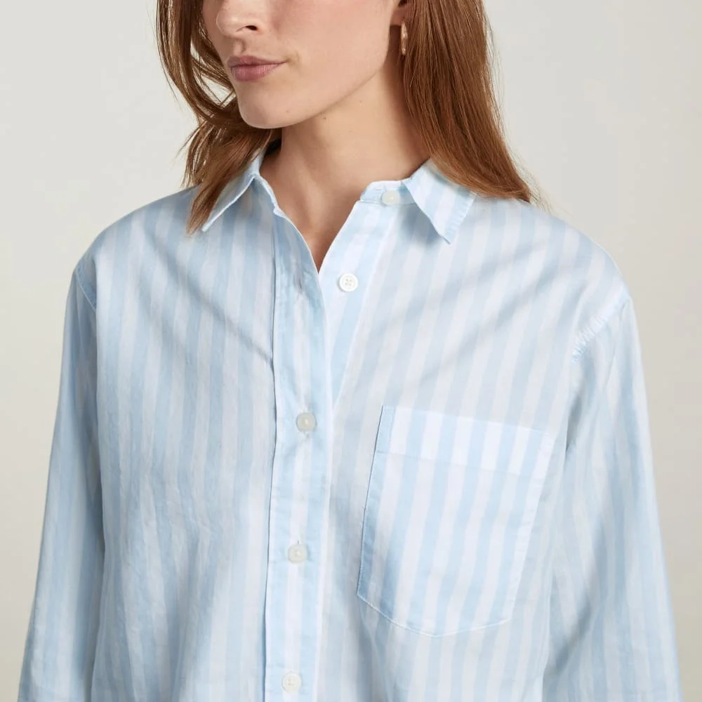 The Way-Short Shirt in Silky Cotton |  Mariner Blue / White (5)
