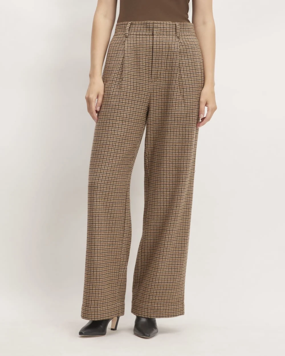 The ReWool® Way-High Drape Pant | Camel Houndstooth (3)