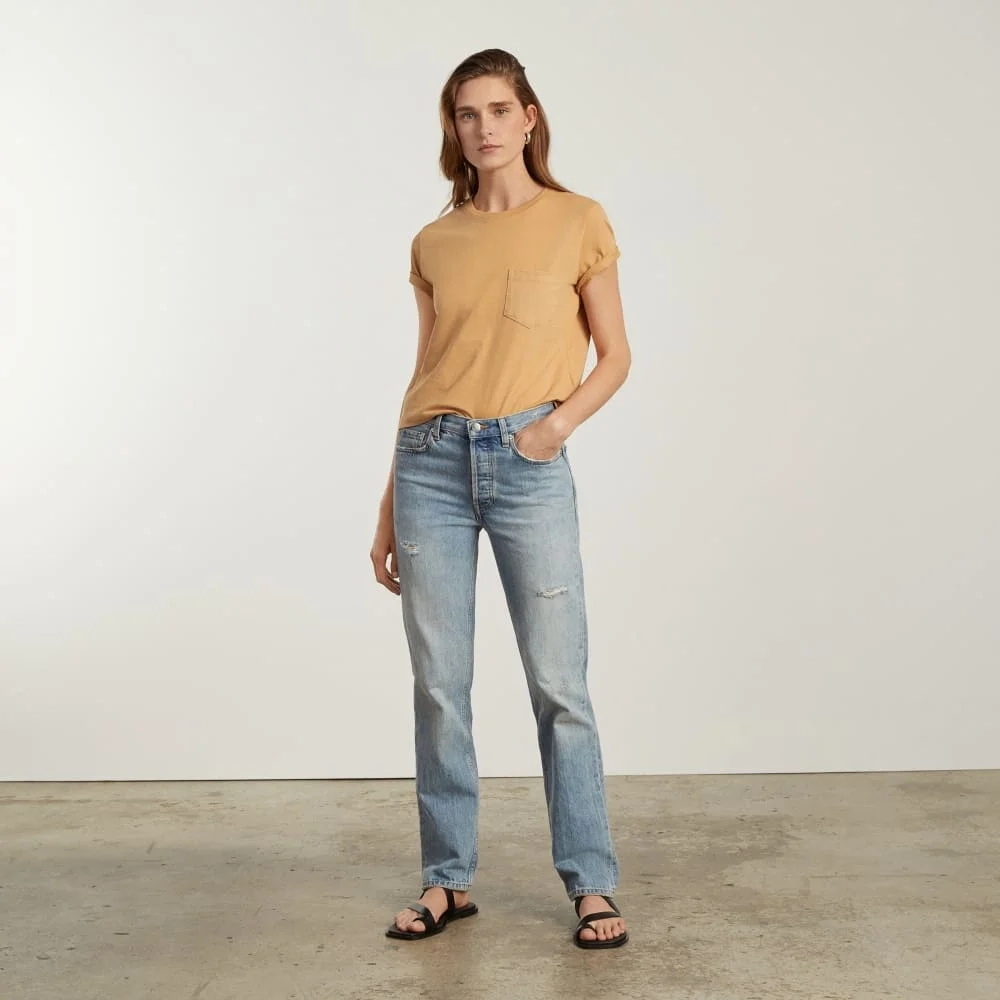 The Box-Cut Tee in Essential Cotton | Iced Coffee | Pocket (4)