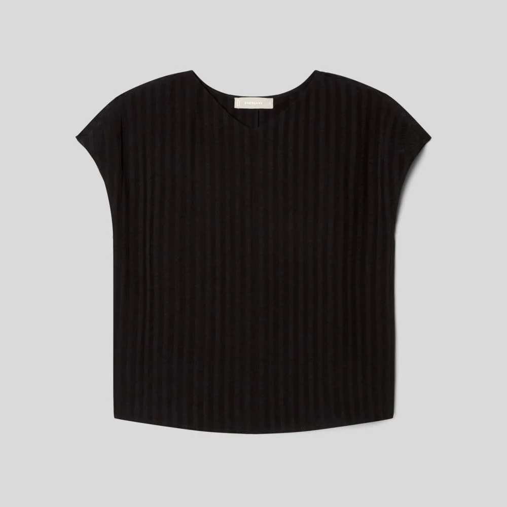 The City Stripe V-Neck Top | Black (4)