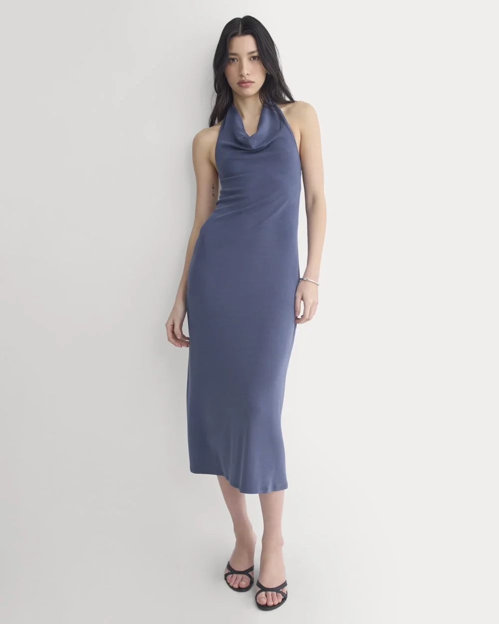 Cowlneck Halter Dress in Butterknit | Washed Navy
