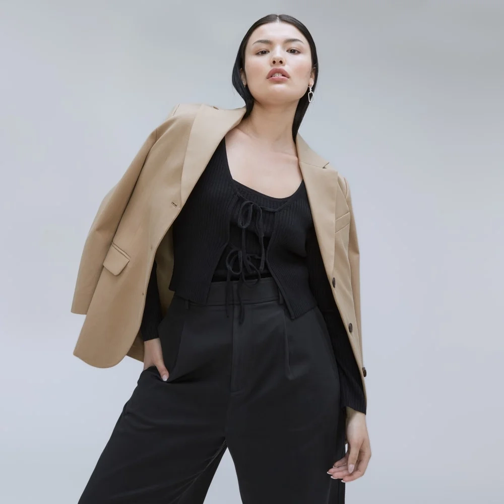 The Cotton-Merino Front-Tie Top | Black (2)