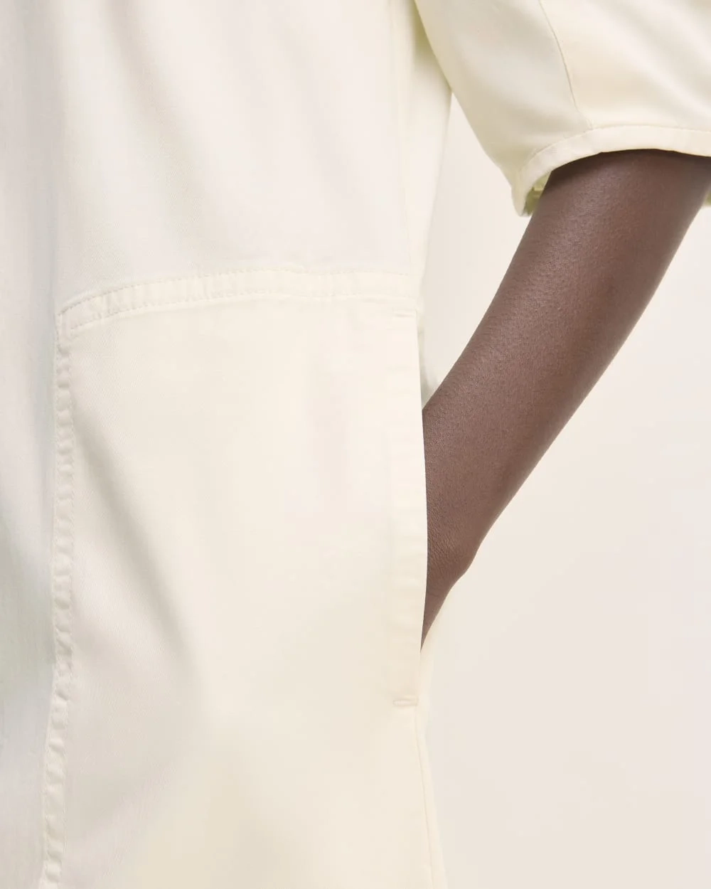 The Short-Sleeve Puff Midi Dress | Bone (5)