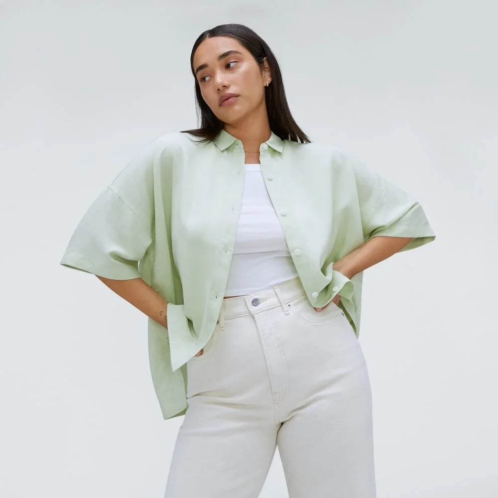 The Drapey Square Shirt | Seafoam Green (2)