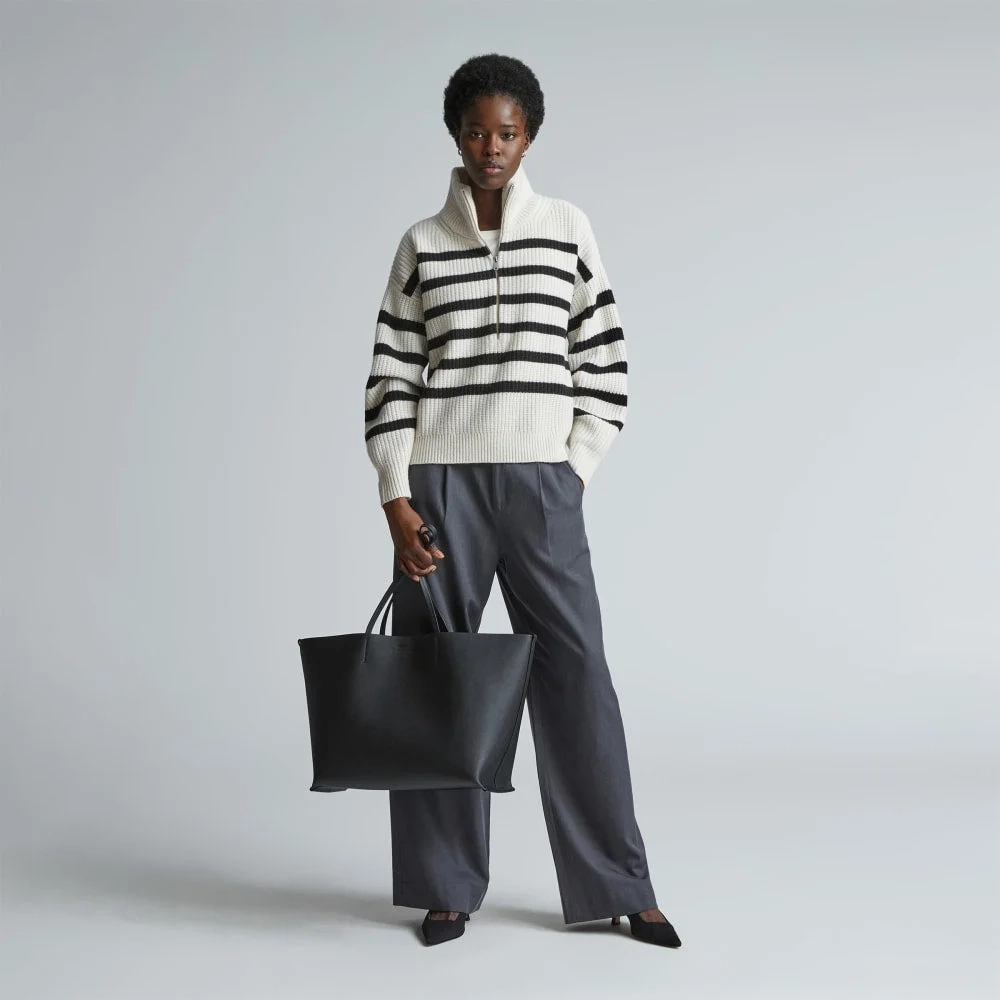 The Luxe Italian Leather Tote | Black (5)