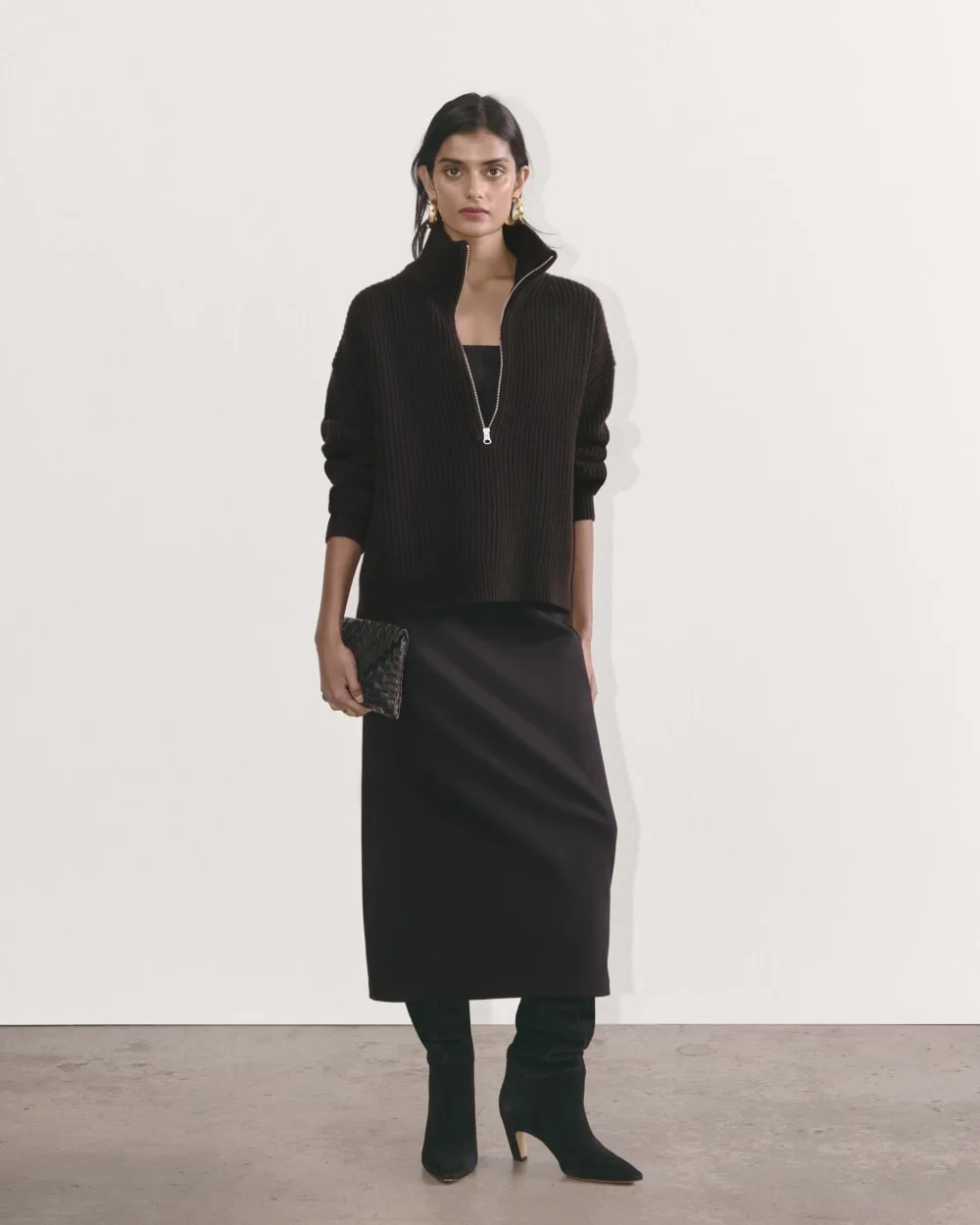 The Half-Zip Sweater in Luxe Merino | Black (4)