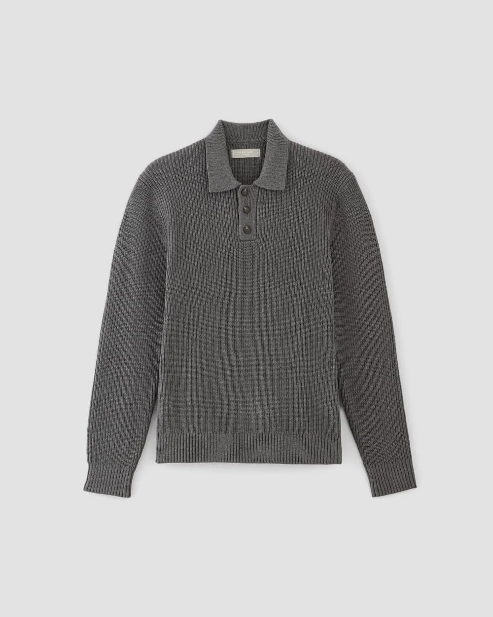 The Cotton Chunky Rib Polo | Heathered Charcoal (5)