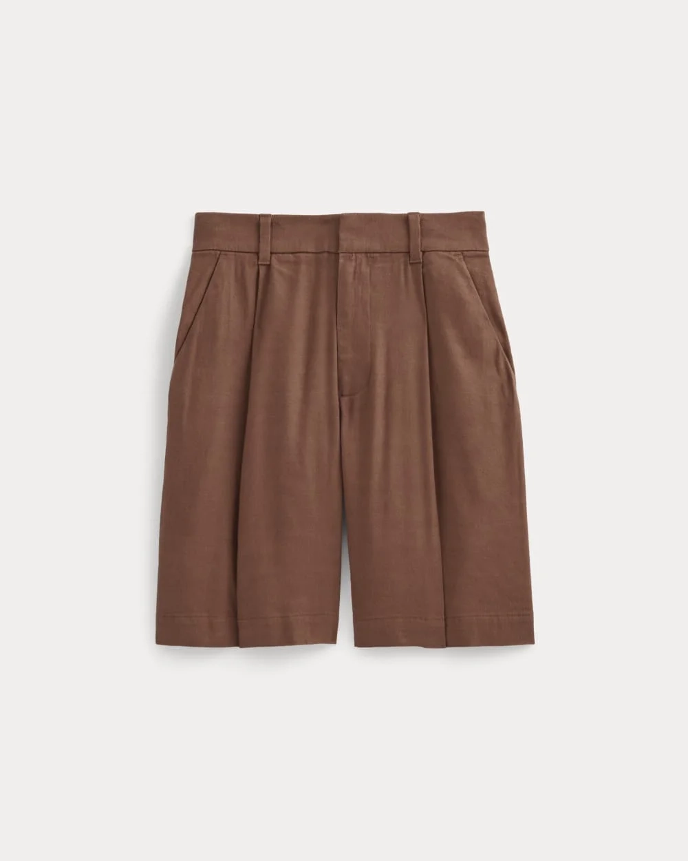 The Pleated Short in Stretch Linen | Cedarwood (4)