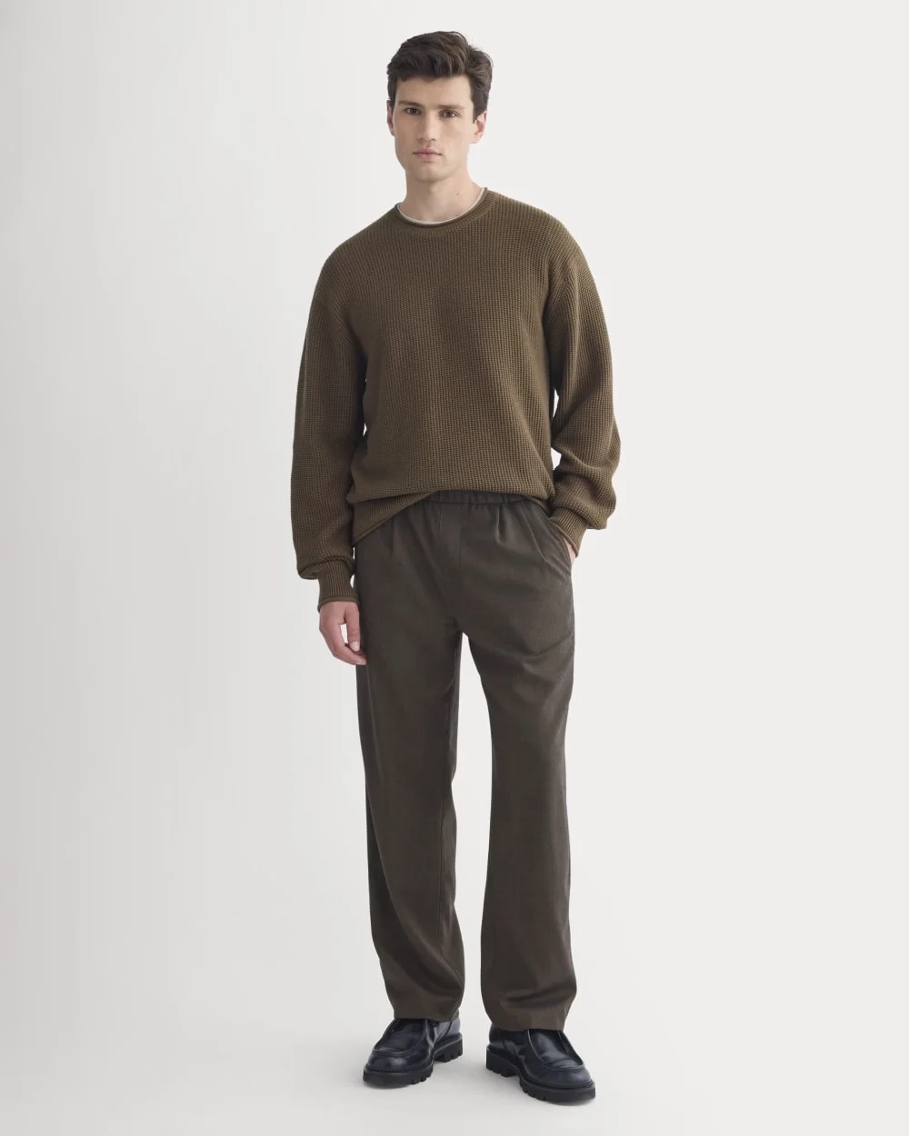 Waffle Rollneck Crew in Everyday Cotton | Cocoa (6)