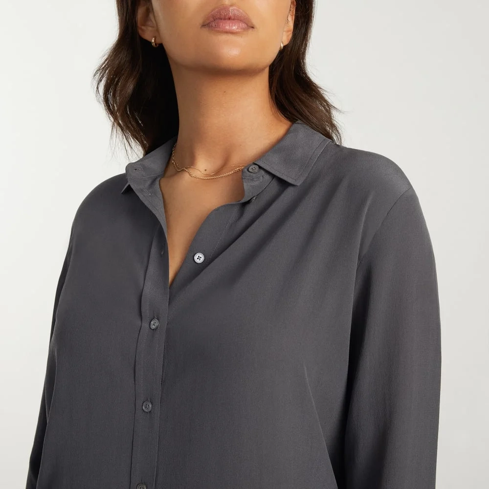 The Must-Have Shirt in Washable Silk | Slate Grey (6)